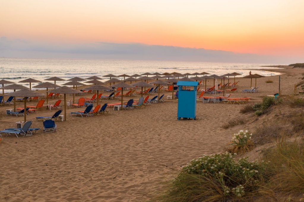 sunset from issos beach, corfu